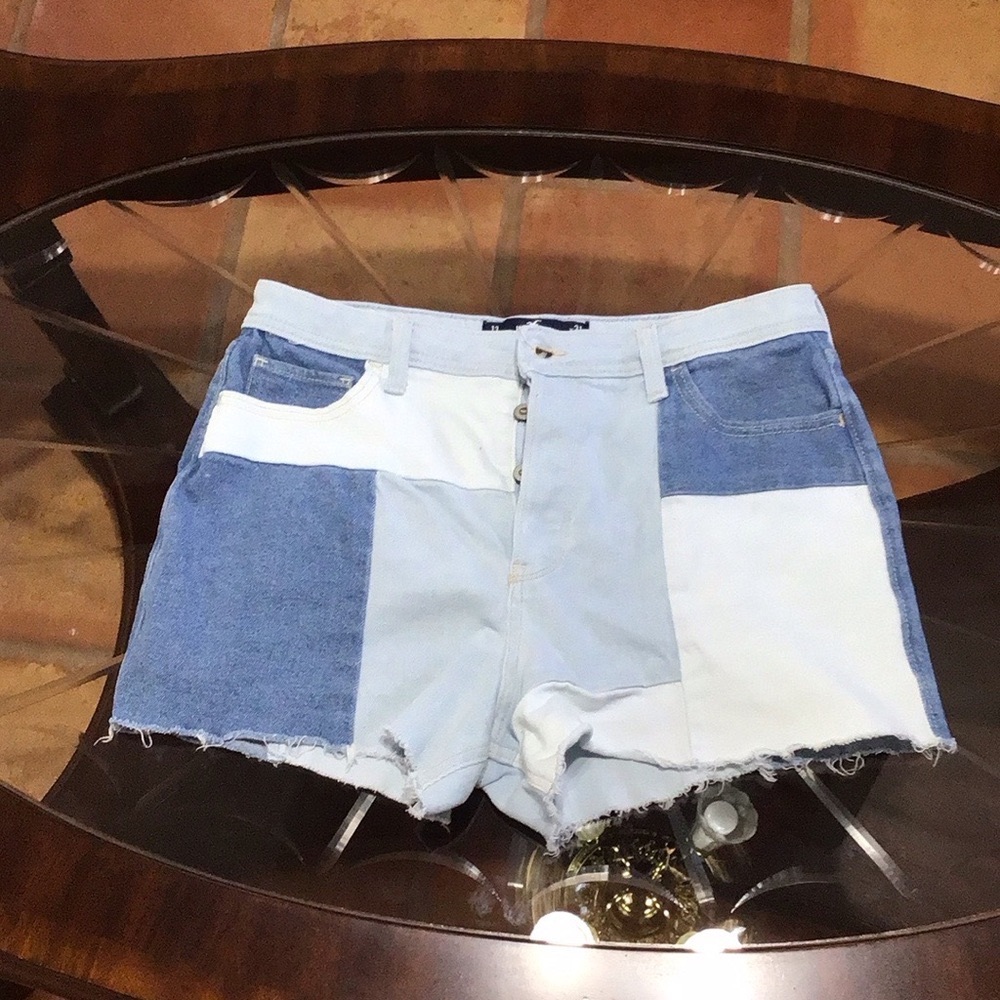 Hollister Light Blue Denim Patch Shorts